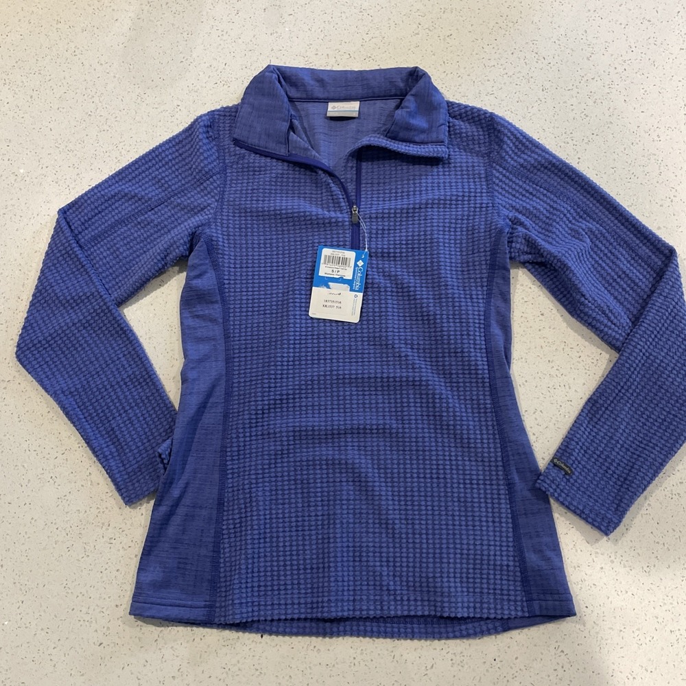 NWT Columbia Womens Crestone Ridge Quarter Zip Pullover Shirt Purple Textured S